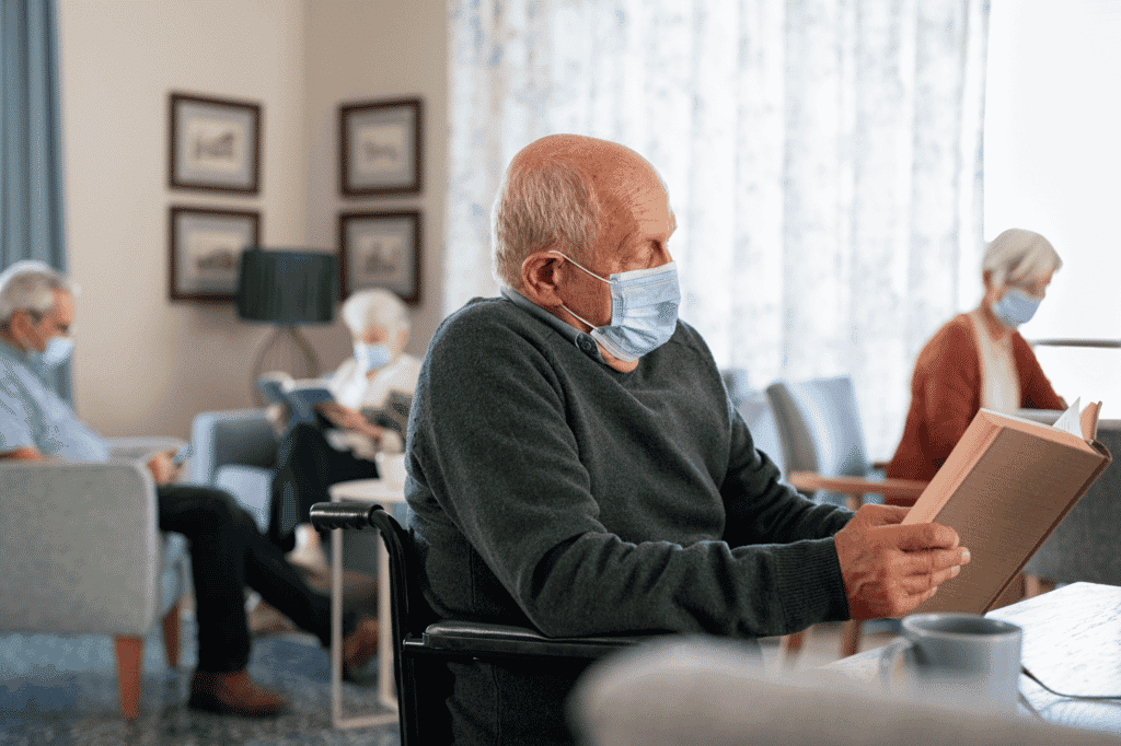 Seniors in a long-term care home benefiting from commercial disinfectant cleaning services